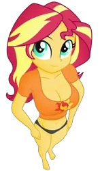 Size: 1500x2500 | Tagged: suggestive, artist:ah96, derpibooru import, editor:ah96, sunset shimmer, human, equestria girls, belly button, black underwear, breasts, busty sunset shimmer, cleavage, clothes, female, high angle, image, ms paint, panties, png, shading, simple background, solo, solo female, transparent background, underwear