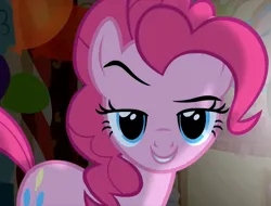 Size: 757x576 | Tagged: safe, derpibooru import, screencap, pinkie pie, earth pony, pony, party of one, season 1, cropped, female, image, lidded eyes, looking at you, mare, png, solo