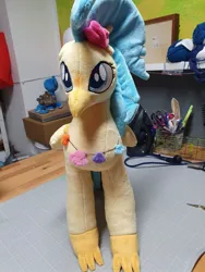 Size: 960x1280 | Tagged: safe, artist:melodisde, derpibooru import, princess skystar, classical hippogriff, hippogriff, my little pony: the movie, beak, female, image, irl, jpeg, photo, plushie, solo, standing