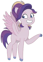 Size: 1085x1536 | Tagged: safe, alternate version, artist:westrail642fan, oc, oc:shooting star (r&f), pegasus, my little pony: tell your tale, female, g5, image, parent:oc:david wyne, parent:princess cadance, parents:canon x oc, pegasus oc, png, simple background, solo, spread wings, style emulation, trace, transparent background, wings