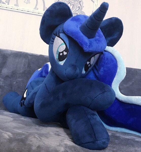 Size: 1897x2048 | Tagged: safe, artist:mdcraft10, derpibooru import, princess luna, alicorn, pony, female, folded wings, horn, image, irl, jpeg, lying down, mare, photo, plushie, prone, safe. solo, wings