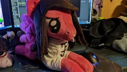 Size: 3840x2160 | Tagged: safe, artist:bluedragonflyplush, derpibooru import, photographer:lightningbolt, ponified, pegasus, pony, beanie (plushie), clothes, commission, duo, duo male, image, irl, jpeg, lip piercing, lying down, male, mike fuentes, photo, pierce the veil, piercing, plushie, prone, shirt, spread wings, stallion, t-shirt, wings