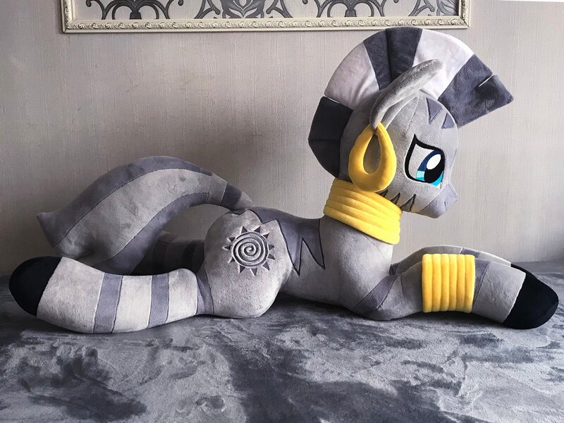 Size: 2048x1536 | Tagged: safe, artist:mdcraft10, derpibooru import, zecora, pony, zebra, ear piercing, earring, female, image, indoors, irl, jewelry, jpeg, lying down, mare, photo, piercing, plushie, prone, solo