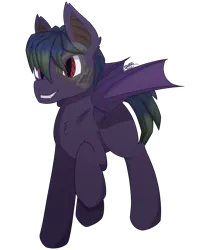 Size: 4016x4961 | Tagged: safe, artist:backgroundpony#f352, derpibooru import, oc, ponified, unofficial characters only, bat pony, pony, bat pony oc, bat wings, image, male, png, robot eye, signature, simple background, solo, stallion, transparent background, wings