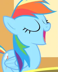 Size: 581x720 | Tagged: safe, derpibooru import, screencap, rainbow dash, pegasus, pony, party of one, season 1, cropped, eyes closed, female, image, mare, open mouth, png, solo