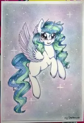 Size: 1024x1485 | Tagged: safe, artist:dexterisse, derpibooru import, oc, oc:fassane, unofficial characters only, pegasus, pony, female, image, jpeg, mare, pegasus oc, solo, starry background, wings