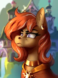 Size: 1924x2596 | Tagged: safe, artist:28gooddays, derpibooru import, oc, oc:steel sickle, unofficial characters only, earth pony, pony, angry, annoyed, ear piercing, earring, female, image, jewelry, mare, no source available, piercing, png, scowl, solar empire