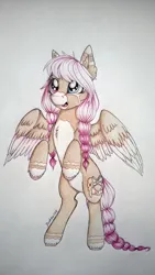 Size: 1024x1819 | Tagged: safe, artist:dexterisse, derpibooru import, oc, oc:aphrodite, unofficial characters only, pegasus, pony, female, heterochromia, image, jpeg, mare, pegasus oc, simple background, solo, white background, wings