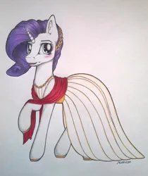 Size: 1024x1219 | Tagged: safe, artist:dexterisse, derpibooru import, rarity, pony, unicorn, clothes, dress, female, image, jpeg, mare, simple background, solo, white background