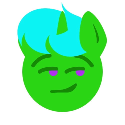 Size: 500x500 | Tagged: safe, artist:aria_art, derpibooru import, oc, oc:green byte, emoji, image, png, smiling, smirk