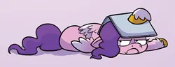 Size: 1234x474 | Tagged: safe, artist:abby bulmer, derpibooru import, idw, pipp petals, pegasus, pony, spoiler:comic, spoiler:g5, spoiler:g5comic, spoiler:g5comic11, annoyed, computer, cropped, female, floppy ears, g5, image, laptop computer, lying down, mare, pipp petals is not amused, png, reaction image, side, unamused