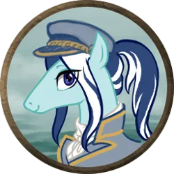 Size: 256x256 | Tagged: safe, artist:saby, derpibooru import, oc, oc:splendence, unofficial characters only, pony, ascot, bust, cap, character token, choker, clothes, cute, derpibooru exclusive, hat, image, jacket, looking at you, male, peaked cap, png, ponytail, smiling, stallion, striped mane