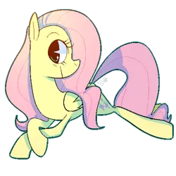 Size: 500x500 | Tagged: safe, artist:chandelurres, derpibooru import, fluttershy, pegasus, pony, female, image, lying down, mare, png, prone, simple background, solo, transparent background