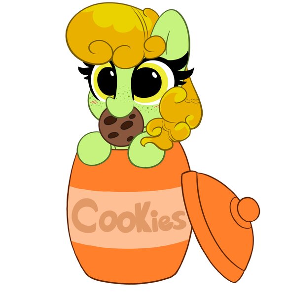 Size: 3973x4096 | Tagged: safe, artist:kittyrosie, derpibooru import, oc, earth pony, pony, cookie, cute, earth pony oc, food, image, jpeg, mouth hold, ocbetes, simple background, white background