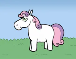 Size: 1134x878 | Tagged: safe, artist:cookie-lovey, derpibooru import, sweetie belle, pony, unicorn, 2012, blank flank, cute, diasweetes, female, filly, foal, grass, grass field, image, jpeg, sky, smiling, solo, style emulation, the fairly oddparents
