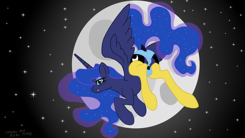 Size: 1920x1080 | Tagged: suggestive, artist:eklipsethepony, derpibooru import, princess luna, alicorn, pony, butt, cameltoe, clothes, crotchboobs, flying, image, moon, moonbutt, night, nudity, panties, png, socks, solo, underwear