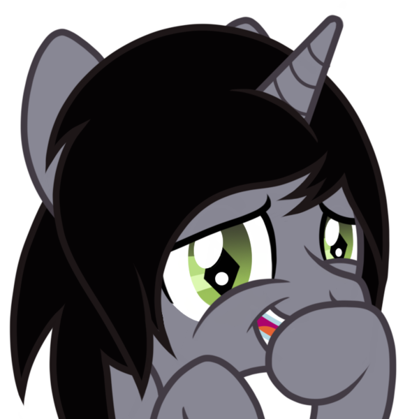 Size: 750x750 | Tagged: safe, artist:toyminator900, derpibooru import, oc, ponified, ponified:kellin quinn, pony, unicorn, bust, commission, disguise, disguised siren, horn, image, laughing, looking at you, male, png, simple background, sleeping with sirens, slit pupils, solo, stallion, transparent background