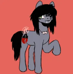 Size: 700x704 | Tagged: safe, artist:revenge.cats, derpibooru import, oc, ponified, ponified:kellin quinn, pony, unicorn, disguise, disguised siren, fangs, image, male, png, raised hoof, simple background, sleeping with sirens, solo, stallion, standing