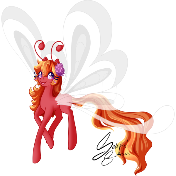 Size: 2063x2063 | Tagged: safe, artist:senpai-satan, derpibooru import, oc, oc:sunset lily, unofficial characters only, breezie, pony, breezie oc, female, image, mare, png, signature, simple background, solo, transparent background, wings