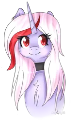 Size: 555x885 | Tagged: safe, artist:angellightyt, derpibooru import, oc, unofficial characters only, pony, unicorn, bust, chest fluff, choker, eyelashes, female, horn, image, mare, png, simple background, solo, transparent background, unicorn oc