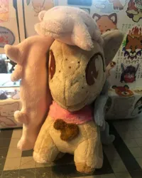 Size: 1078x1348 | Tagged: safe, artist:emberfallplush, derpibooru import, oc, unofficial characters only, bat pony, pony, bat wings, bow, chibi, commission, female, image, irl, jpeg, photo, plushie, solo, standing, wings