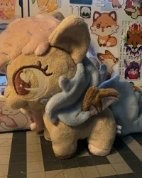 Size: 1440x1800 | Tagged: safe, artist:emberfallplush, derpibooru import, oc, unofficial characters only, bat pony, pony, bat wings, bow, chibi, commission, female, image, irl, jpeg, photo, plushie, solo, standing, wings