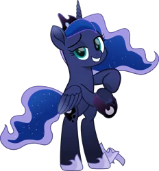 Size: 9500x10232 | Tagged: safe, artist:lincolnbrewsterfan, derpibooru import, part of a set, princess luna, alicorn, pony, derpibooru, series:apri(luna) fools!, .svg available, absurd resolution, april fools, april fools 2023, bedroom eyes, bipedal, blue eyes, blue mane, blue tail, clothes, crown, cyan eyes, derpibooru exclusive, ethereal mane, ethereal tail, female, flowing mane, flowing tail, folded wings, holding, hoof heart, horn, image, inkscape, jewelry, lidded eyes, long horn, long mane, long tail, looking at you, mare, meta, missing accessory, moon, movie accurate, part of a series, peytral, png, regalia, shoes, shoes off, simple background, smiling, smiling at you, solo, standing, tail, teal eyes, transparent background, underhoof, vector, wings