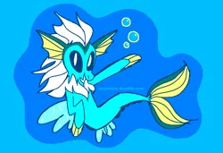 Size: 1316x900 | Tagged: safe, artist:msponies, derpibooru import, seapony (g4), vaporeon, bubble, dorsal fin, fin, fins, fish tail, flowing tail, image, looking at you, ms paint, ocean, open mouth, open smile, png, pokémon, requested art, seaponified, smiling, solo, species swap, swimming, tail, tail fin, underwater, water