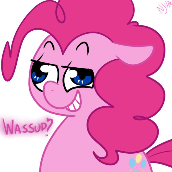 Size: 1024x1024 | Tagged: safe, artist:chandelurres, derpibooru import, pinkie pie, earth pony, pony, derp, dialogue, female, image, mare, png, solo