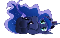 Size: 8309x5306 | Tagged: safe, artist:lincolnbrewsterfan, derpibooru import, part of a set, princess luna, alicorn, pony, derpibooru, series:apri(luna) fools!, .svg available, :3, absurd resolution, adorable face, april fools, april fools 2023, behaving like a cat, big eyes, blue eyes, blue mane, blue tail, commission, crown, curled up, cute, cute smile, cuteness overload, cyan eyes, derpibooru exclusive, ethereal mane, ethereal tail, female, flowing mane, flowing tail, hoof heart, horn, image, inkscape, jewelry, long horn, long mane, long tail, looking at you, lunabetes, lying down, mare, meta, missing accessory, moon, movie accurate, one ear down, part of a series, peytral, png, ponyloaf, prone, raised hoof, regalia, side, simple background, smiling, smiling at you, solo, tail, teal eyes, transparent background, underhoof, vector, ych result, your character here