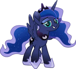 Size: 6079x5502 | Tagged: safe, artist:lincolnbrewsterfan, derpibooru import, part of a set, princess luna, alicorn, pony, derpibooru, series:apri(luna) fools!, my little pony: the movie, .svg available, :d, absurd resolution, april fools, april fools 2023, blue eyes, blue mane, blue tail, clothes, crown, cyan eyes, derpibooru exclusive, ethereal mane, ethereal tail, eyeshadow, female, flowing mane, flowing tail, grin, horn, image, inkscape, jewelry, lidded eyes, long horn, long mane, long tail, looking at you, makeup, mare, meta, moon, movie accurate, open mouth, open smile, part of a series, peytral, png, raised hoof, regalia, shoes, simple background, smiling, smiling at you, solo, standing, tail, teal eyes, teeth, transparent background, trotting, vector