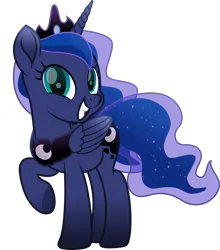 Size: 1170x1328 | Tagged: safe, artist:lincolnbrewsterfan, derpibooru import, part of a set, princess luna, alicorn, pony, derpibooru, series:apri(luna) fools!, .svg available, :d, april fools, april fools 2023, blue eyes, blue mane, blue tail, crown, cute, cyan eyes, derpibooru exclusive, ethereal mane, ethereal tail, female, flowing mane, flowing tail, folded wings, grin, horn, image, inkscape, jewelry, long horn, long mane, long tail, looking at you, lunabetes, mare, meta, missing accessory, moon, movie accurate, open mouth, open smile, part of a series, peytral, png, posing for photo, raised hoof, regalia, simple background, smiling, smiling at you, solo, standing, tail, teal eyes, transparent background, vector, wings