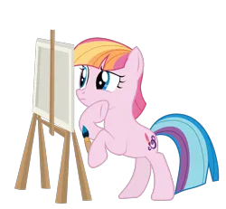 Size: 1298x1200 | Tagged: safe, artist:prixy05, derpibooru import, toola roola, earth pony, pony, easel, g3, g3 to g4, g4, generation leap, image, painting, png, simple background, solo, toola roola will be painting away, transparent background, vector