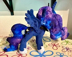 Size: 2048x1630 | Tagged: safe, artist:rtryart, derpibooru import, princess luna, pony, female, folded wings, hoof shoes, horn, image, irl, jewelry, jpeg, mare, peytral, photo, plushie, solo, standing, tiara, wings