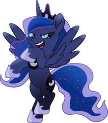 Size: 7334x8351 | Tagged: safe, artist:lincolnbrewsterfan, derpibooru import, part of a set, princess luna, alicorn, pony, derpibooru, series:apri(luna) fools!, rainbow roadtrip, .svg available, :d, absurd resolution, april fools, april fools 2023, blue eyes, blue mane, blue tail, character swap, clothes, confident, crown, cyan eyes, derpibooru exclusive, determination, determined, determined face, determined look, determined smile, epic stance, ethereal mane, ethereal tail, female, flowing mane, flowing tail, horn, image, inkscape, jewelry, long horn, long mane, long tail, looking at you, mare, meta, moon, movie accurate, open mouth, open smile, part of a series, peytral, png, raised hoof, raised leg, rearing, regalia, shoes, simple background, smiling, smiling at you, solo, spread wings, standing, standing on one leg, tail, teal eyes, transparent background, transparent mane, vector, wings