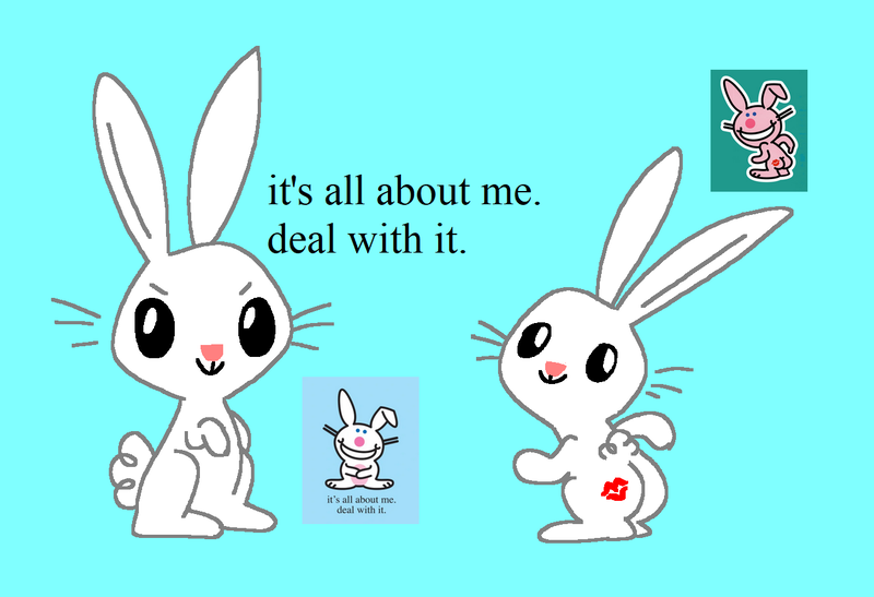 Size: 1316x900 | Tagged: safe, artist:msponies, derpibooru import, angel bunny, rabbit, animal, ass, butt, g4, image, kiss mark, lipstick, looking back, male, ms paint, png, rear view, sitting, smiling, tail, taunting, whiskers