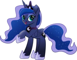 Size: 5736x4435 | Tagged: safe, artist:lincolnbrewsterfan, derpibooru import, part of a set, princess luna, alicorn, pony, derpibooru, series:apri(luna) fools!, my little pony: the movie, .svg available, absurd resolution, april fools, april fools 2023, blue eyes, blue mane, blue tail, clothes, crown, cute, cyan eyes, derpibooru exclusive, ethereal mane, ethereal tail, eyebrows, eyeshadow, female, flowing mane, flowing tail, folded wings, highlights, horn, image, inkscape, jewelry, leaning, leaning back, lidded eyes, long horn, long mane, long tail, looking at you, makeup, mare, meta, moon, movie accurate, part of a series, peytral, png, raised hoof, regalia, shoes, simple background, smiling, smiling at you, solo, standing, tail, teal eyes, transparent background, vector, wings