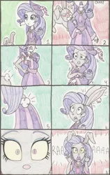 Size: 887x1400 | Tagged: safe, artist:bageloftime, derpibooru import, rarity, anthro, human, rabbit, undead, zombie, equestria girls, animal, bite mark, blood, bunnified, clothes, comic, coronation dress, dress, easter, easter bunny, female, gown, holiday, human to anthro, humanized, image, infected, long dress, long skirt, png, skirt, solo, species swap, transformation, transformation sequence