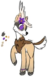 Size: 624x1008 | Tagged: safe, artist:backgroundpony#f352, derpibooru import, oc, oc:isabel, unofficial characters only, deer, them's fightin' herds, antlers, bracelet, community related, doe, female, flower, hooves, image, jewelry, png, simple background, solo, tfh oc, white background