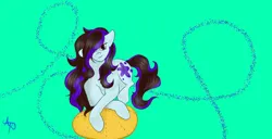 Size: 1024x524 | Tagged: safe, artist:nutmeg04, derpibooru import, oc, unofficial characters only, earth pony, pony, earth pony oc, female, image, jpeg, looking at you, lying down, mare, multicolored hair, prone, simple background, solo