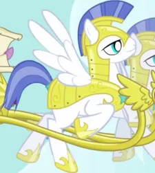 Size: 452x503 | Tagged: safe, derpibooru import, screencap, pegasus, pony, friendship is magic, armor, background character, background pony, cropped, duo, flying, image, male, pegasus royal guard, png, royal guard, royal guard armor, solo focus, spread wings, stallion, wings