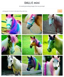Size: 1212x1455 | Tagged: safe, craiyon, derpibooru import, machine learning generated, horse, blurry, horse cosplay, image, irl, irl horse, not apple bloom, not fluttershy, not rainbow dash, not scootaloo, photo, png