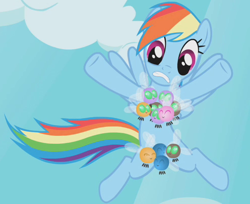 Size: 492x401 | Tagged: safe, derpibooru import, screencap, rainbow dash, parasprite, pegasus, pony, season 1, swarm of the century, bikini, clothes, cropped, female, image, innuendo, mare, out of context, parasprite bikini, png, solo, swimsuit, underwear, wat