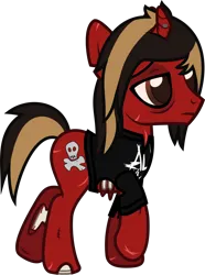 Size: 892x1198 | Tagged: safe, artist:lightningbolt, derpibooru import, ponified, pony, undead, unicorn, zombie, zombie pony, .svg available, all time low, bags under eyes, bloodshot eyes, bone, broken horn, clothes, derpibooru exclusive, dyed mane, dyed tail, horn, image, jack barakat, lidded eyes, male, png, scar, screw, shirt, simple background, solo, stallion, stitches, t-shirt, tail, torn clothes, torn ear, transparent background, vector