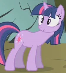 Size: 746x831 | Tagged: safe, derpibooru import, screencap, twilight sparkle, pony, unicorn, dragonshy, season 1, cropped, female, frown, image, looking at something, mare, png, unicorn twilight