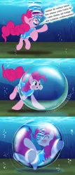 Size: 585x1366 | Tagged: safe, artist:bladedragoon7575, derpibooru import, pinkie pie, bubble, bubble solution, image, in bubble, jpeg, sequence, underwater, water