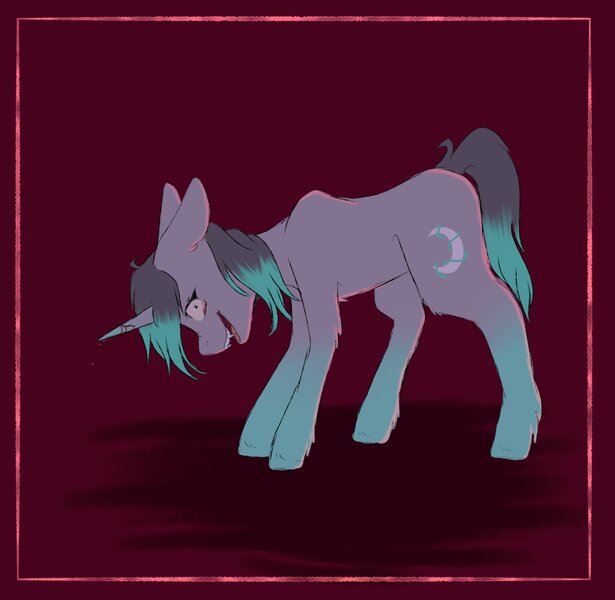 Size: 2048x1998 | Tagged: safe, artist:midnightmagic15, derpibooru import, oc, unofficial characters only, pony, unicorn, crazy eyes, creepy, creepy smile, floppy ears, image, jpeg, looking at you, sinister smile, smiling, solo, wide eyes