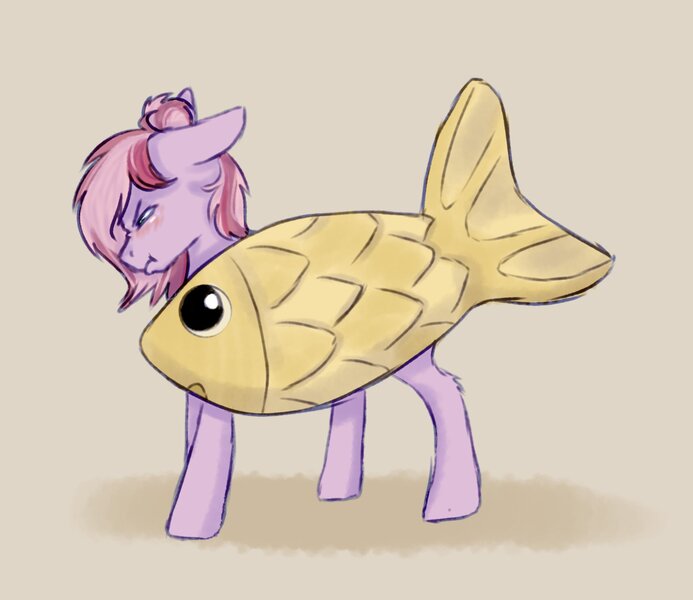 Size: 1878x1627 | Tagged: safe, artist:midnightmagic15, derpibooru import, oc, unofficial characters only, fish, pony, animal costume, blushing, clothes, costume, fish costume, grumpy, image, jpeg, scrunchy face, solo