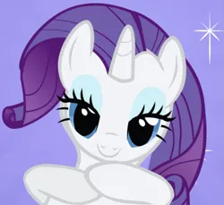 Size: 1025x937 | Tagged: safe, derpibooru import, screencap, rarity, pony, unicorn, friendship is magic, season 1, beautiful, blue eyes, cropped, cute, dhx is trying to murder us, female, gray fur, hands together, hasbro is trying to murder us, image, lidded eyes, looking at you, mare, png, purple mane, raribetes, smiling, solo, stars, weapons-grade cute