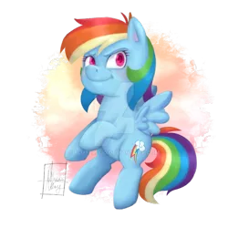 Size: 1280x1280 | Tagged: safe, artist:fluterloo, derpibooru import, rainbow dash, pegasus, pony, chibi, confident, female, image, looking at you, mare, png, simple background, solo, spread wings, standing on two hooves, stare, transparent background, watermark, wings